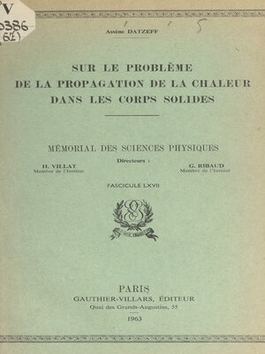 cover image of Sur le problème de la propagation de la chaleur dans les corps solides